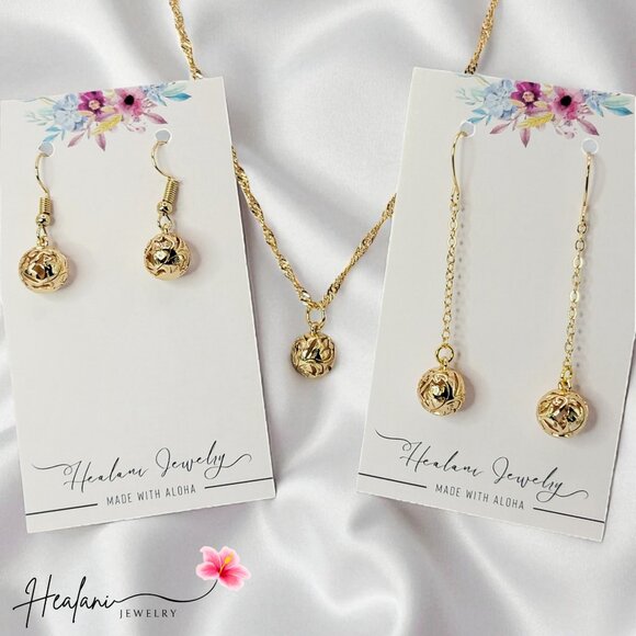 Hawaiian Carved Maile Ball Necklace - Picture 3 of 4